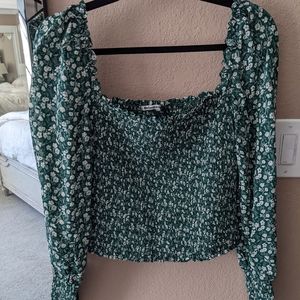 Reformation green floral blouse